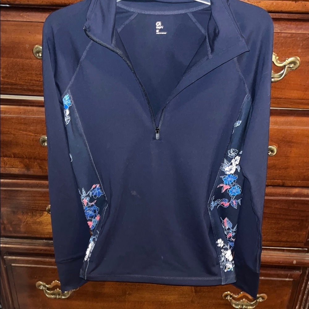 nwot GAP- Navy Floral Quarter-Zip Pullover